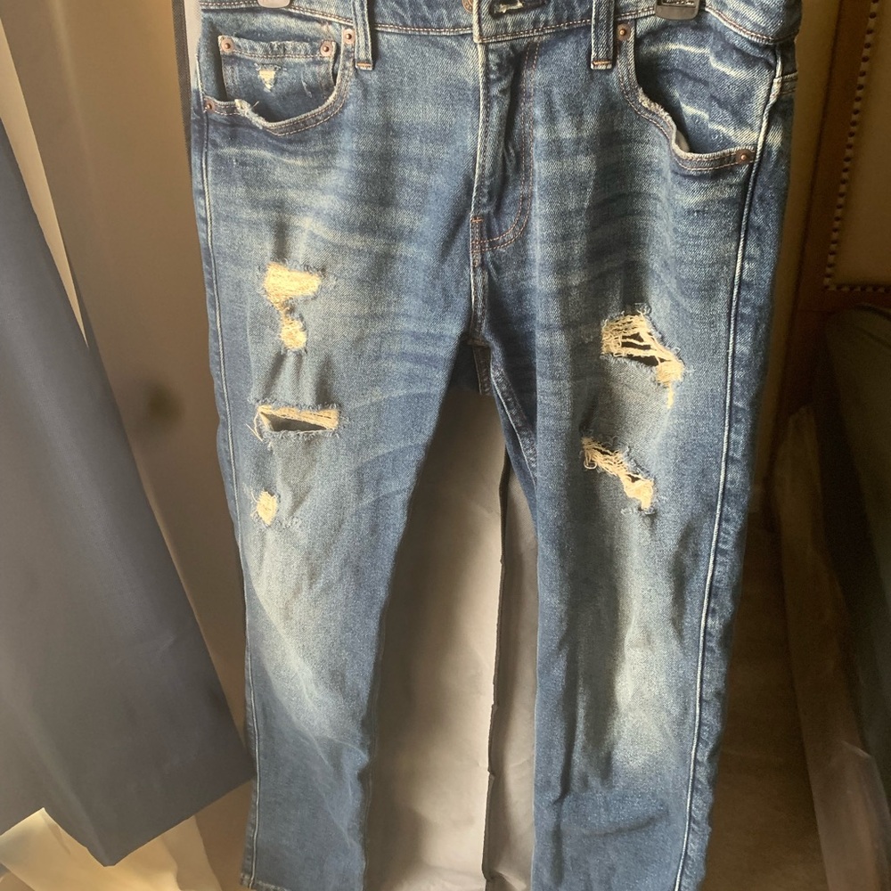 Hollister Epic Flex Skinny Blue Jeans Distressed